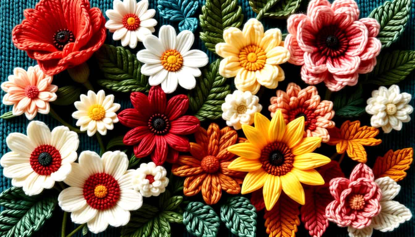 free knitting patterns for flowers and leaves