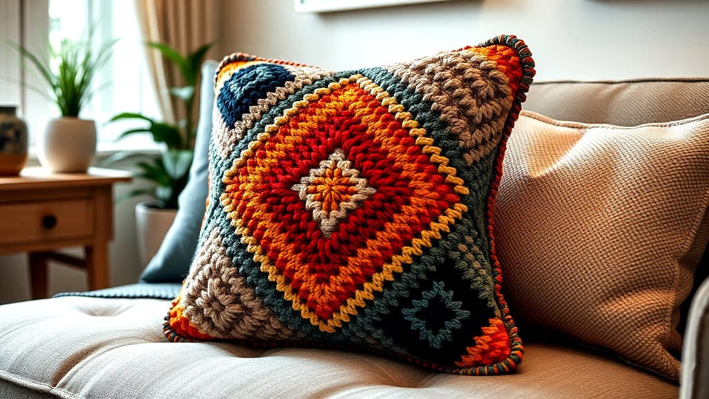 Knit Diamond Mosaic Cushion Cover